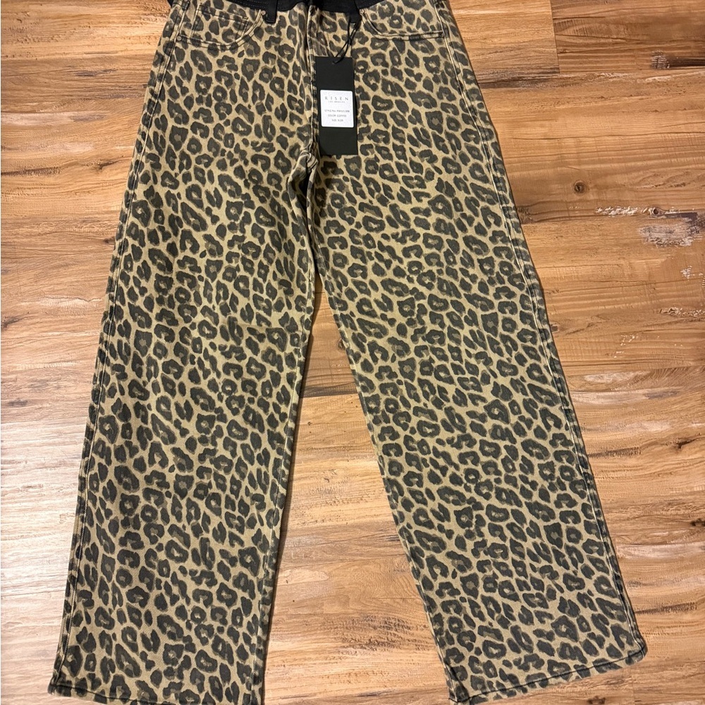 Leopard Print Straight Leg Jeans
